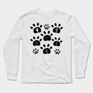 Paw print with Christmas symbols ugly christmas sweater Long Sleeve T-Shirt
